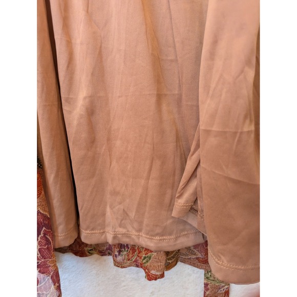 August Sky Women's Size S Floral Tiered Midi Dress Rust Orange Boho - Picture 7 of 10